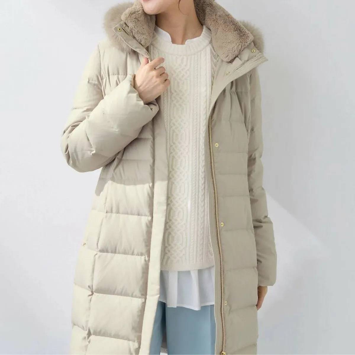 INDIVI ロング丈リサイクルダウンコート