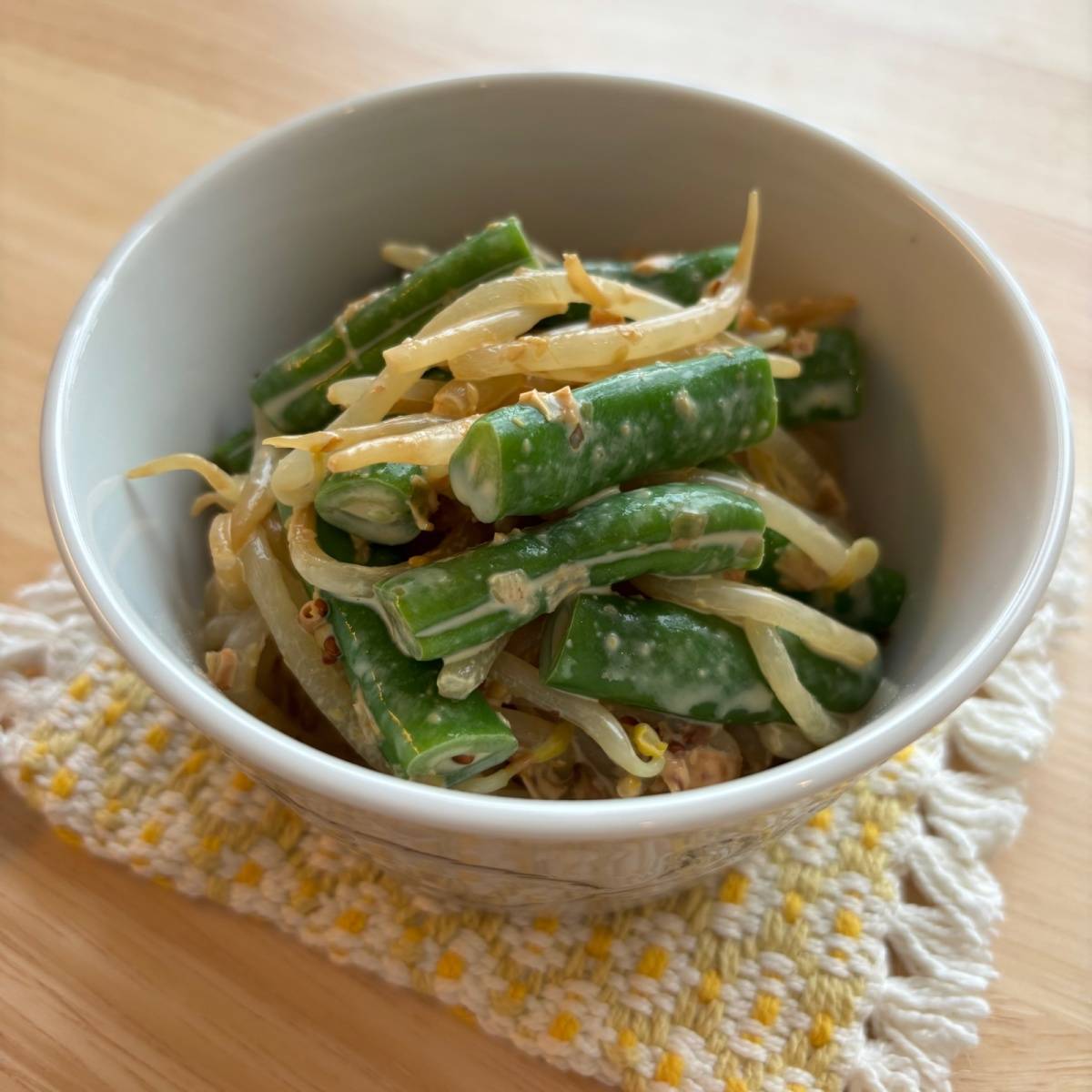 JAグループ公式の「ヘルシーつまみに、もやしいんげんマヨあえ」のレシピ