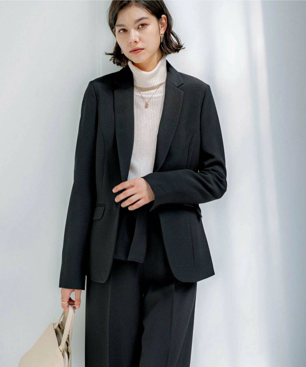 GeeRA 【２点セット】洗えて型くずれしないワイドパンツセットスーツ