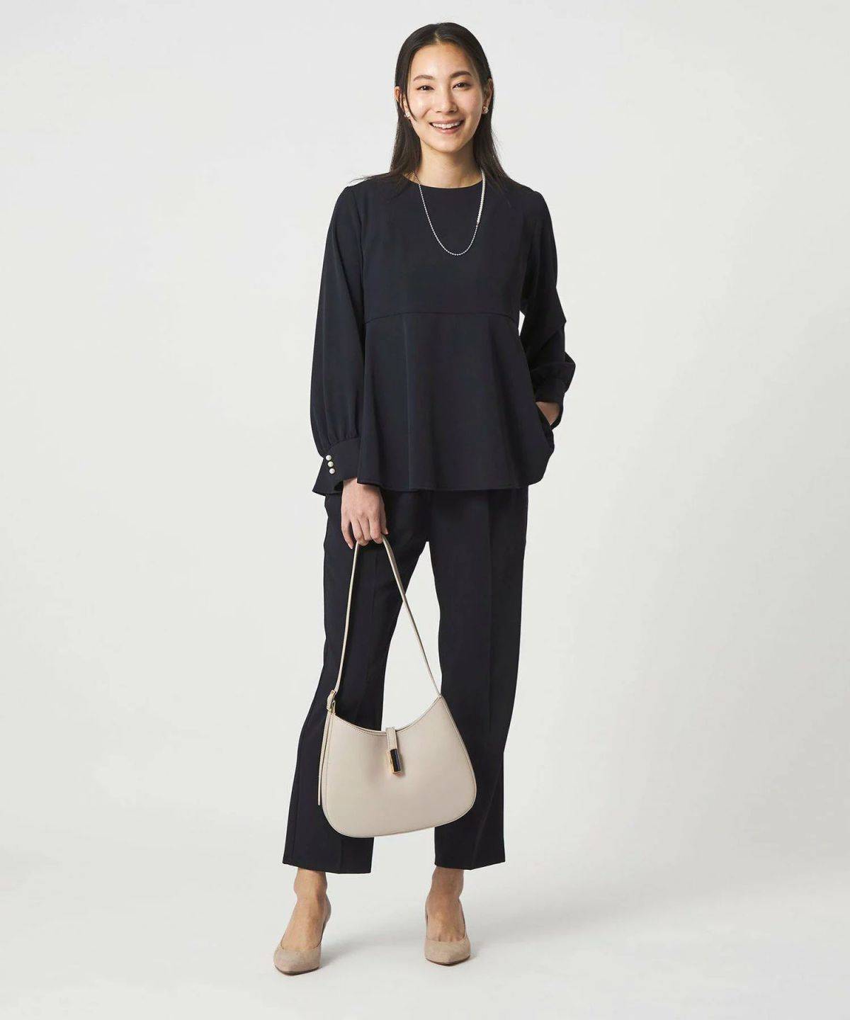 a day in the life ペプラムブラウス+パンツ -ウォッシャブル