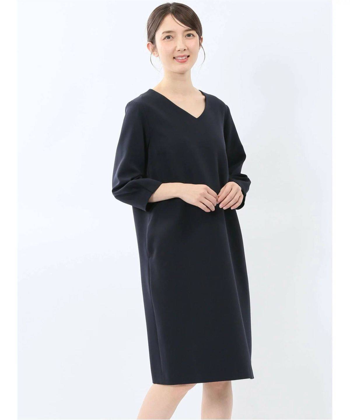 TAKA-Q ダブルクロス サックワンピース 紺(セットアップ可能)