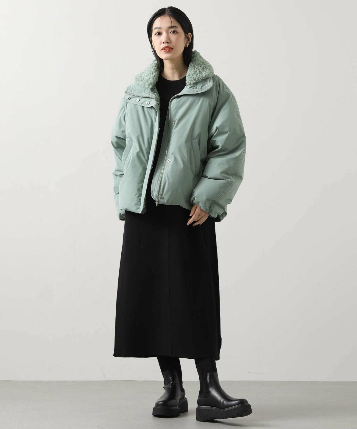 3月の北海道 ダウン×ワンピースコーデ