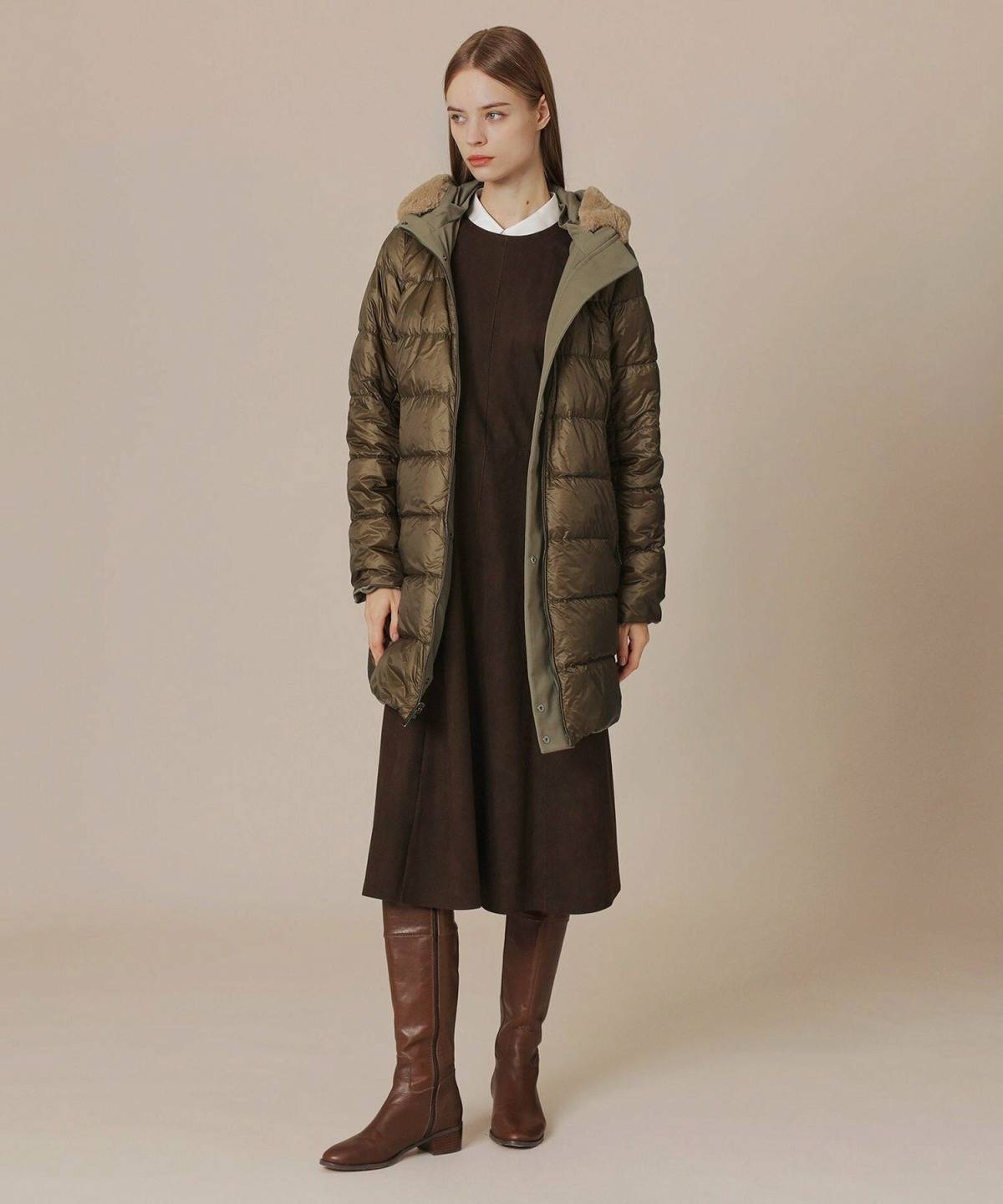 3月の北海道 ワンピースコーデ ロングダウン