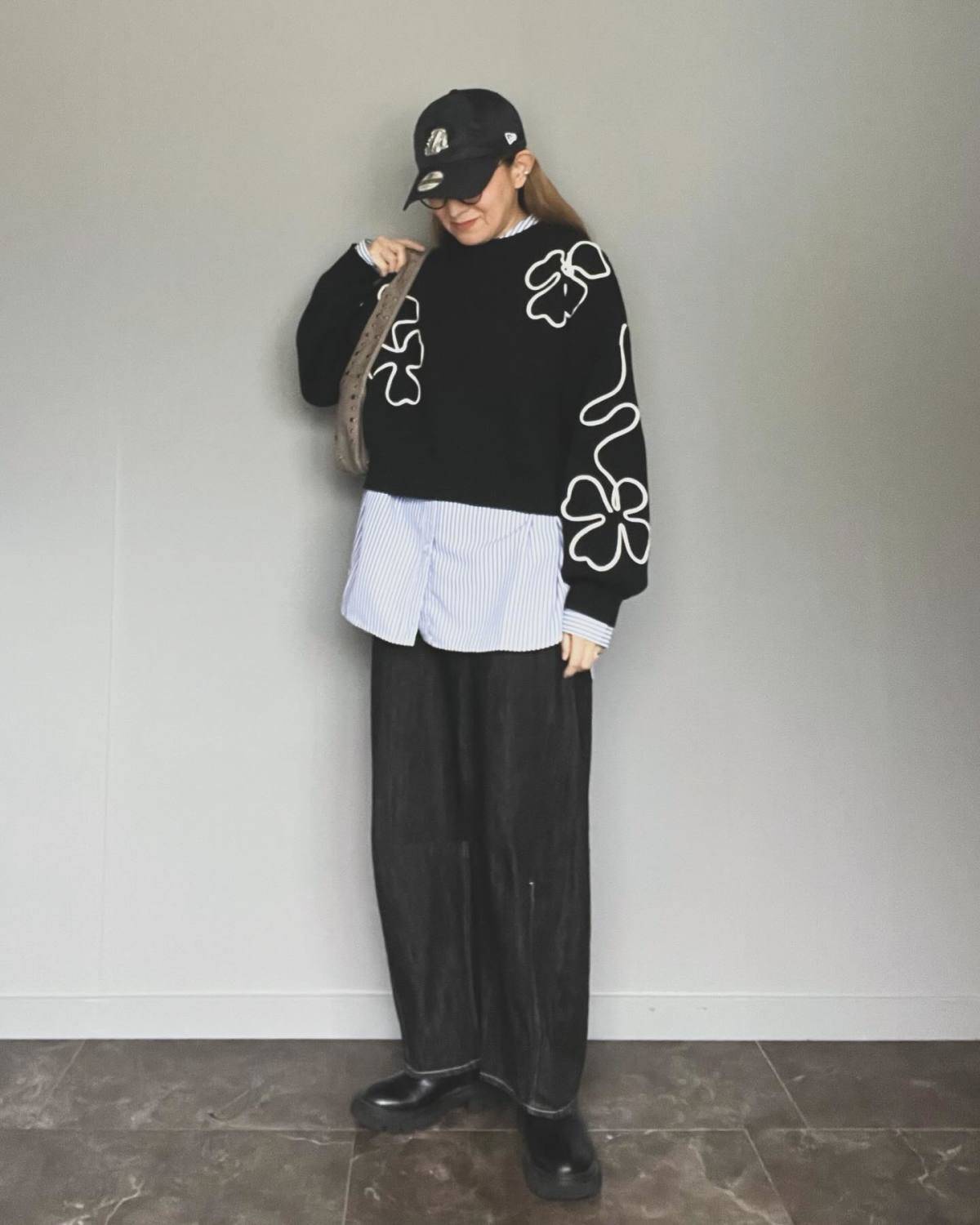 柄カーディガンを主役にする♡