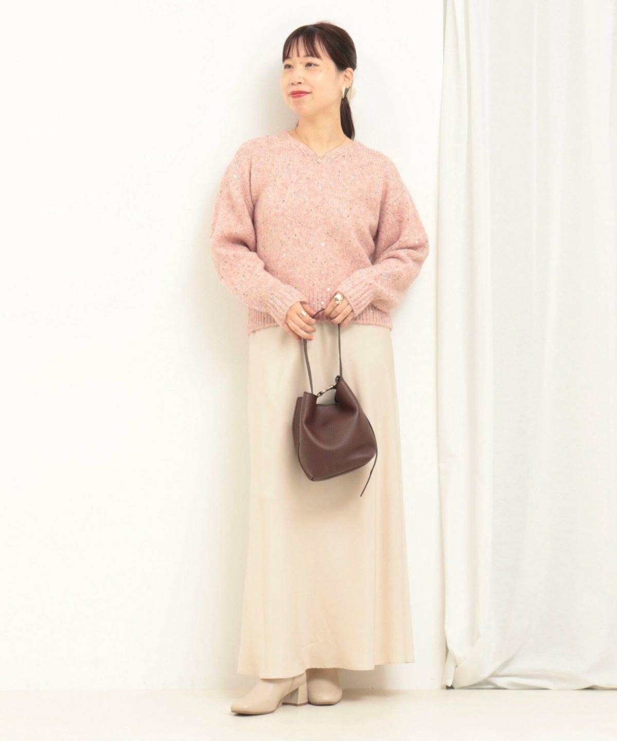 3月の大阪スカートコーデ 春色ニット