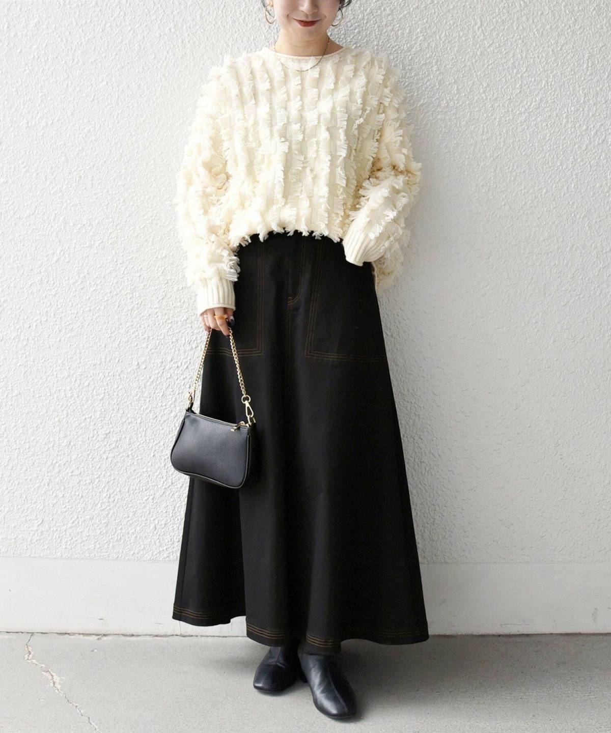 3月の大阪スカートコーデ ニット ブーツ