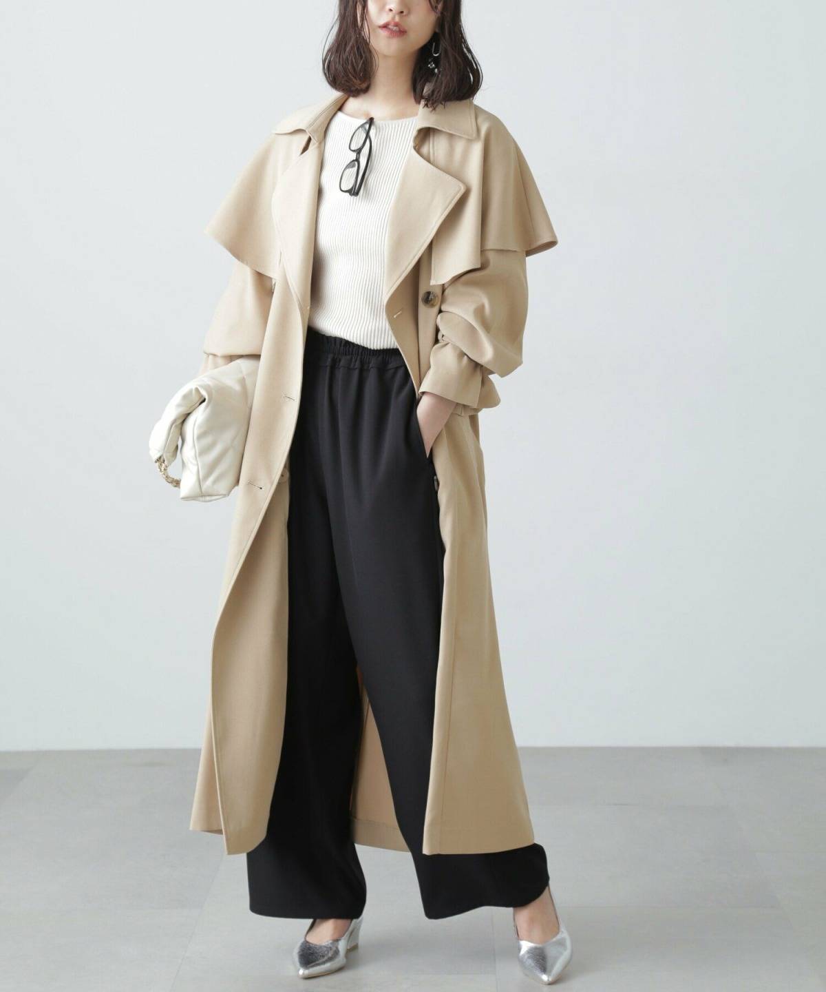 4月の京都コーデ トレンチコート きれいめパンツ