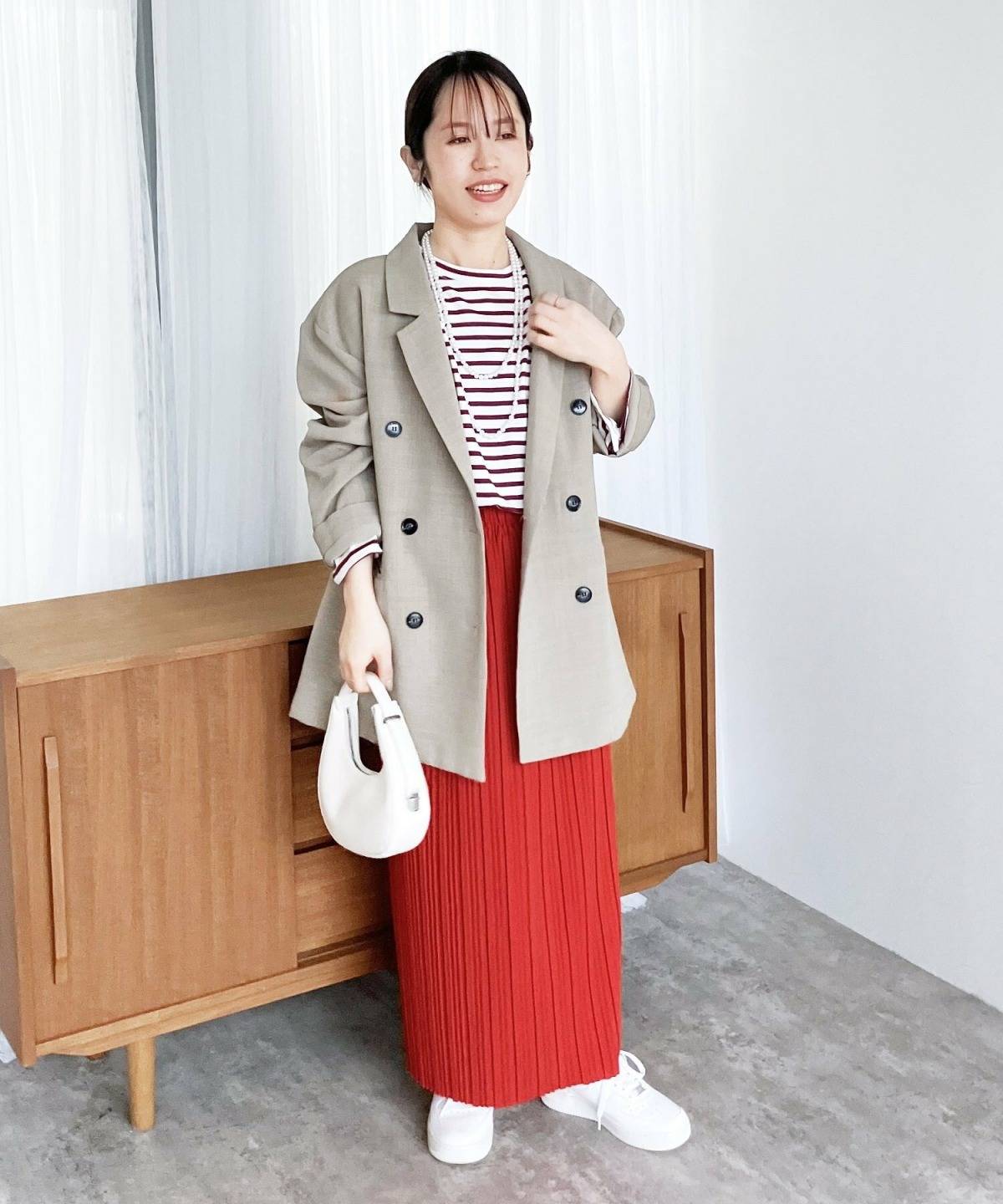 4月の京都コーデ ジャケット プリーツスカート