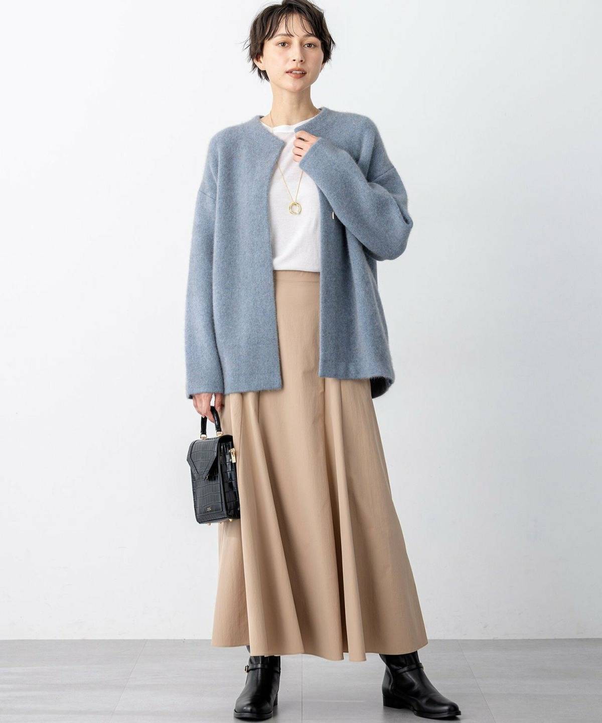 4月の京都コーデ カーディガン フレアスカート