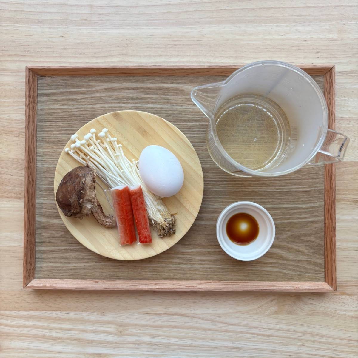 JAグループ公式の「蒸し器要らず★簡単★えのきとカニかまの茶碗蒸し」のレシピ