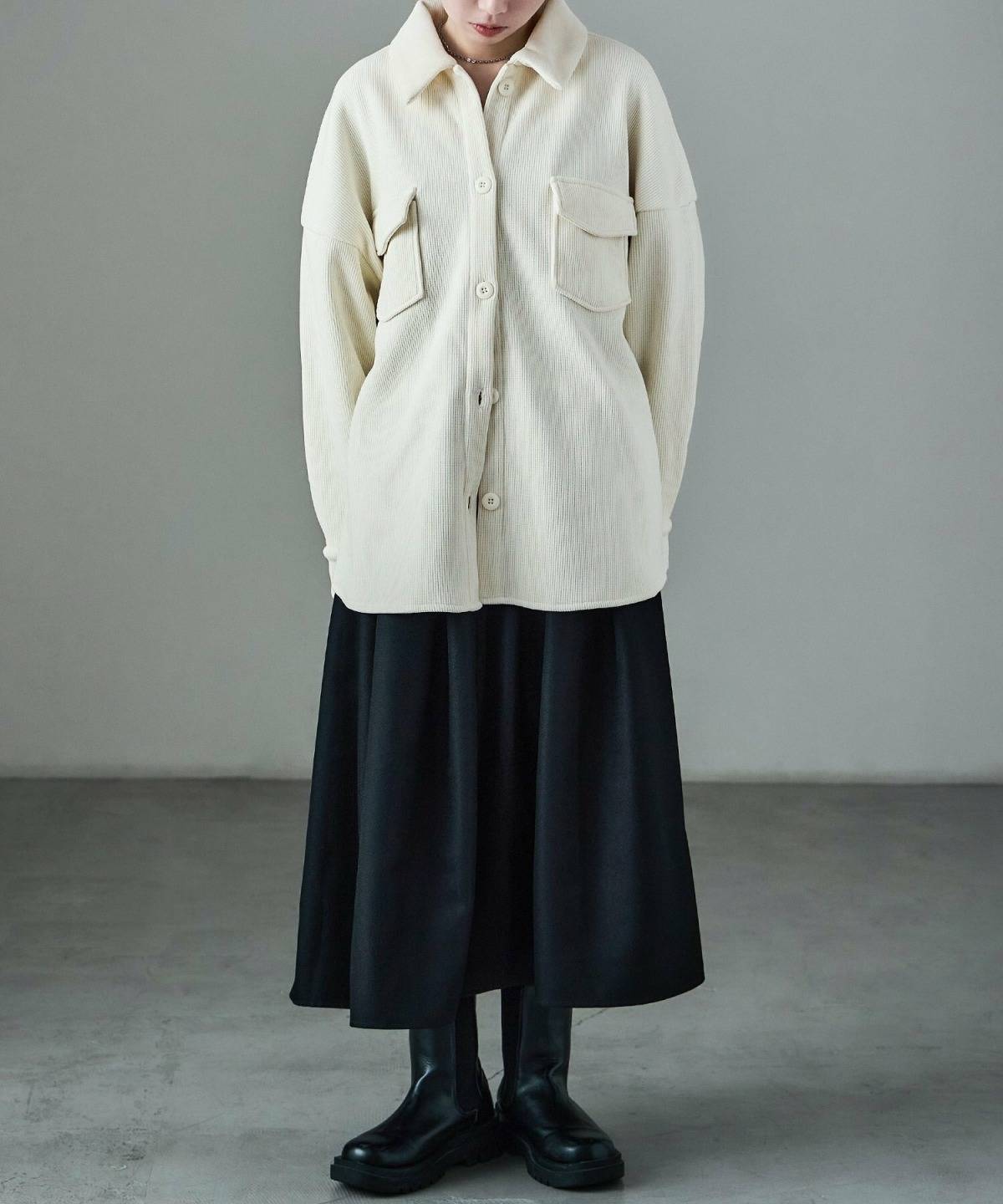 コーデュロイジャケット フレアスカート レディースコーデ