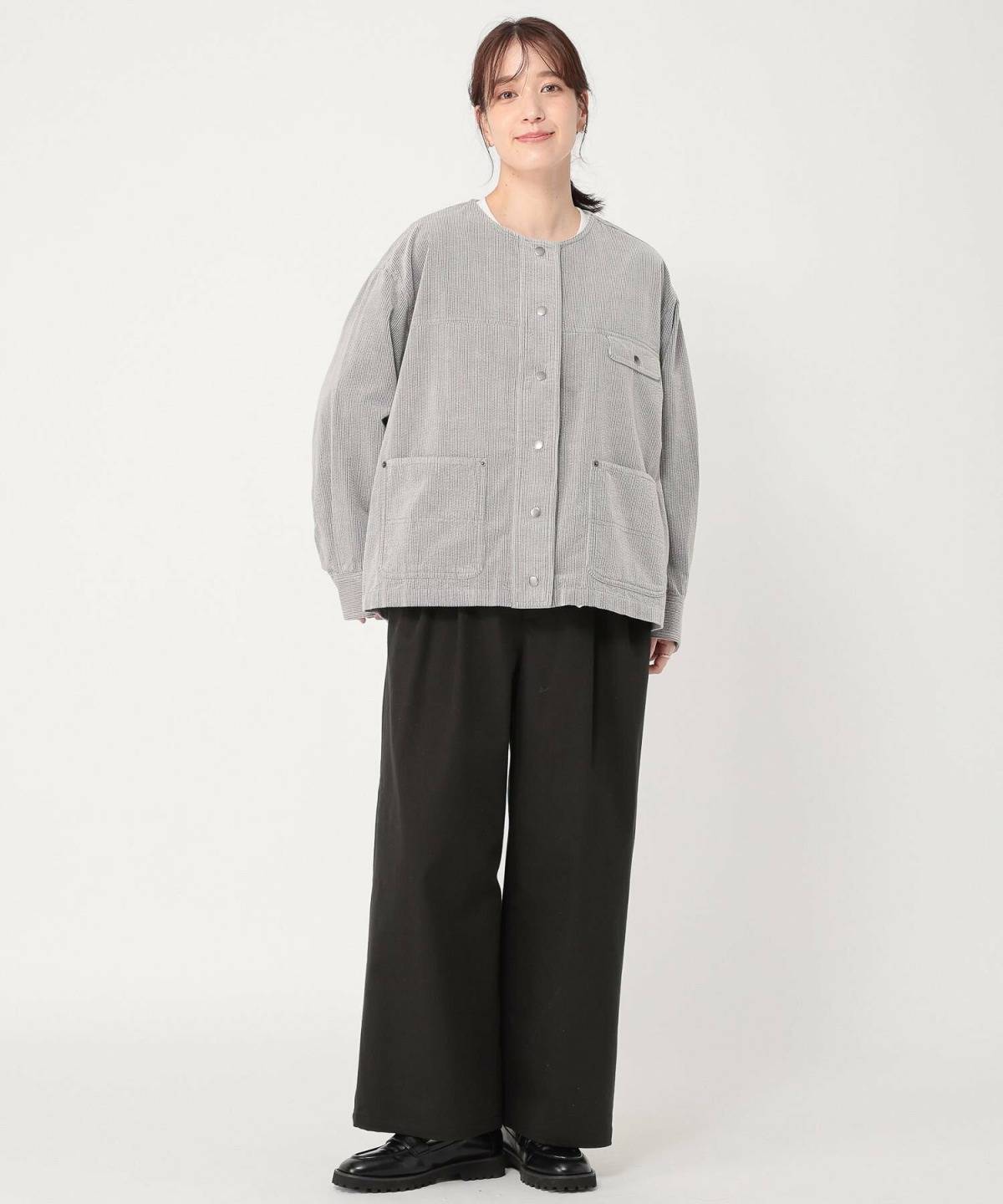 コーデュロイジャケット パンツ コーデ レディース