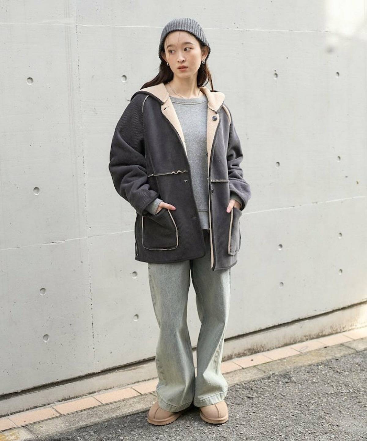 コーデュロイジャケット デニム コーデ レディース