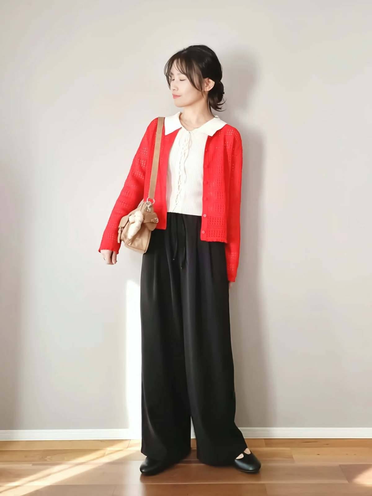 赤カーディガンを主役にする♡