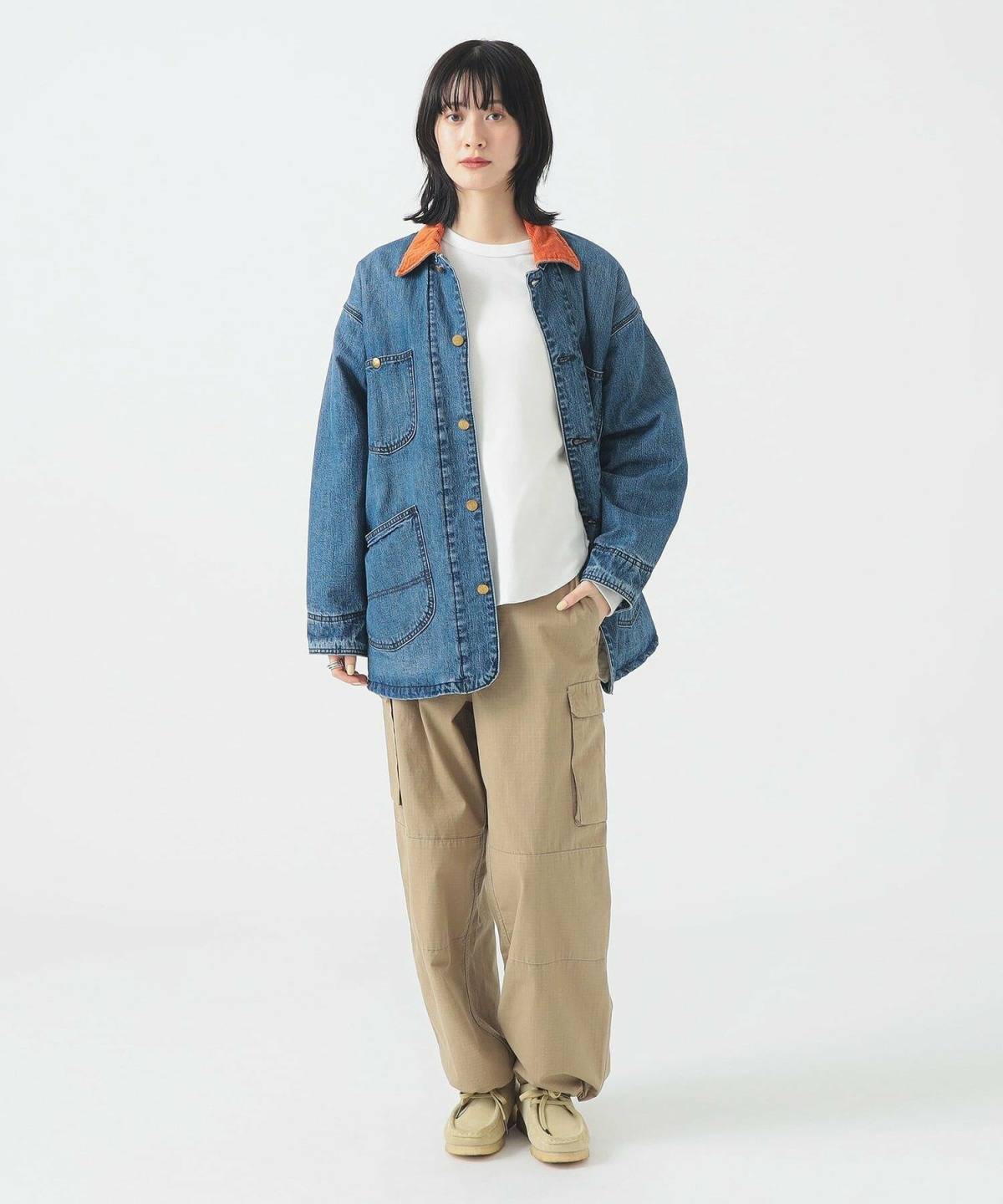 30代 きれいめ カーゴパンツ コーデ デニムジャケット