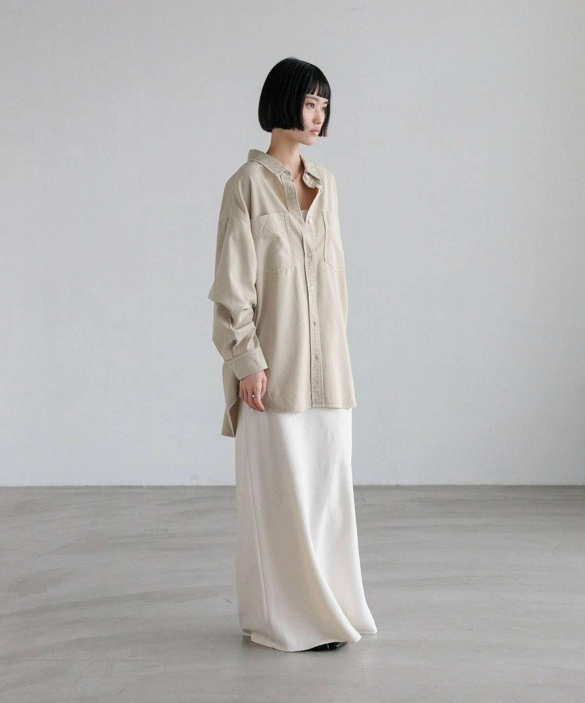 デニムシャツ レディースコーデ ロングスカート