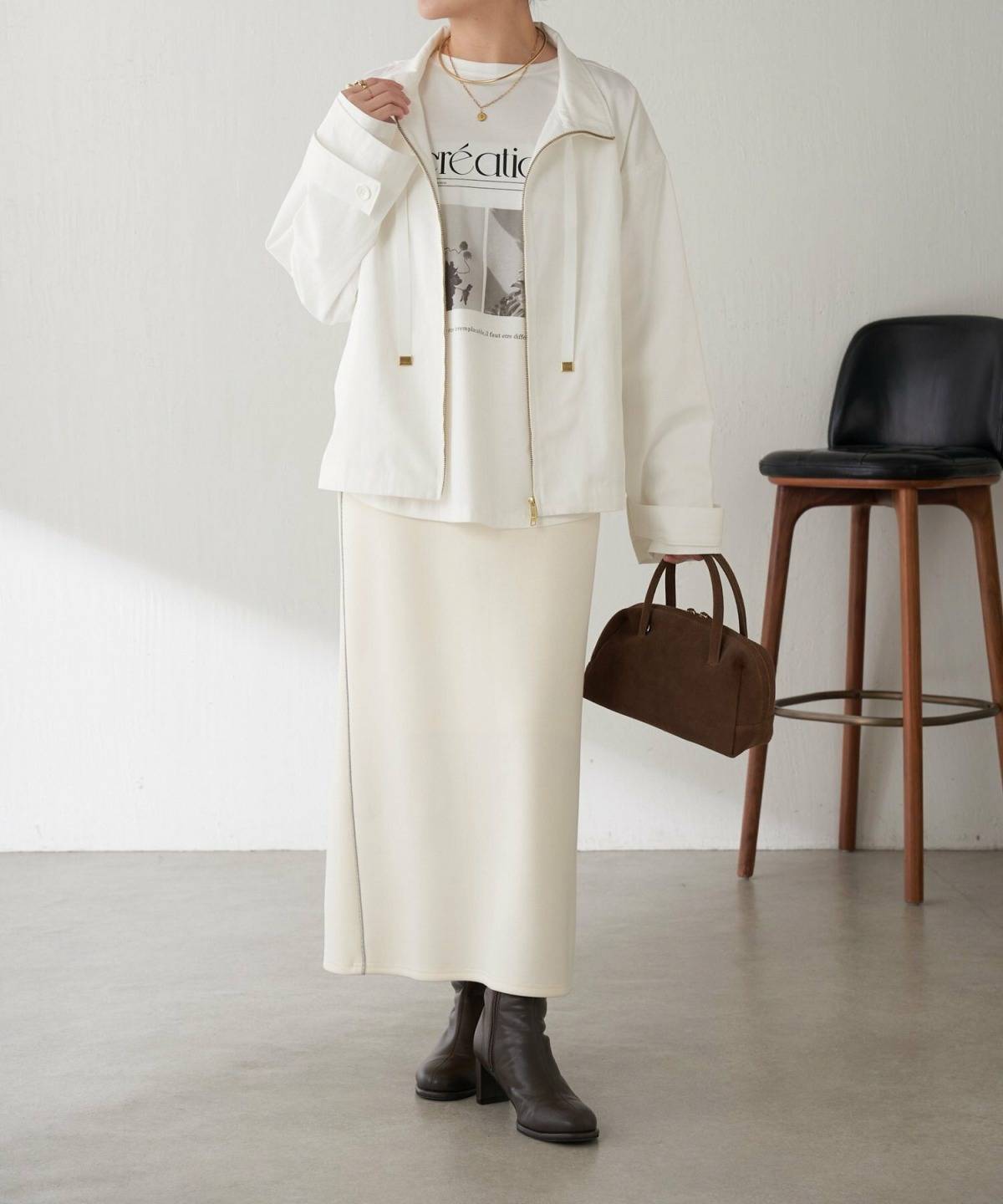 オールホワイトコーデ 30代向けお花見