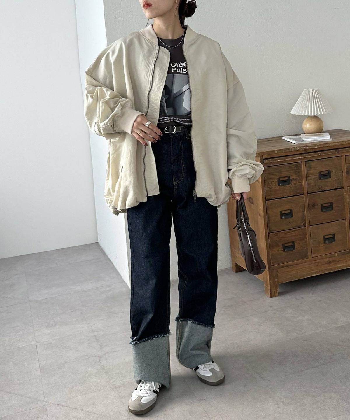 ブルゾン×デニム 30代向け花見コーデ