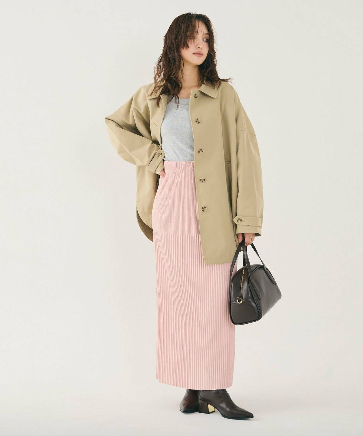 40代向けお花見コーデ ジャケット ピンクスカート