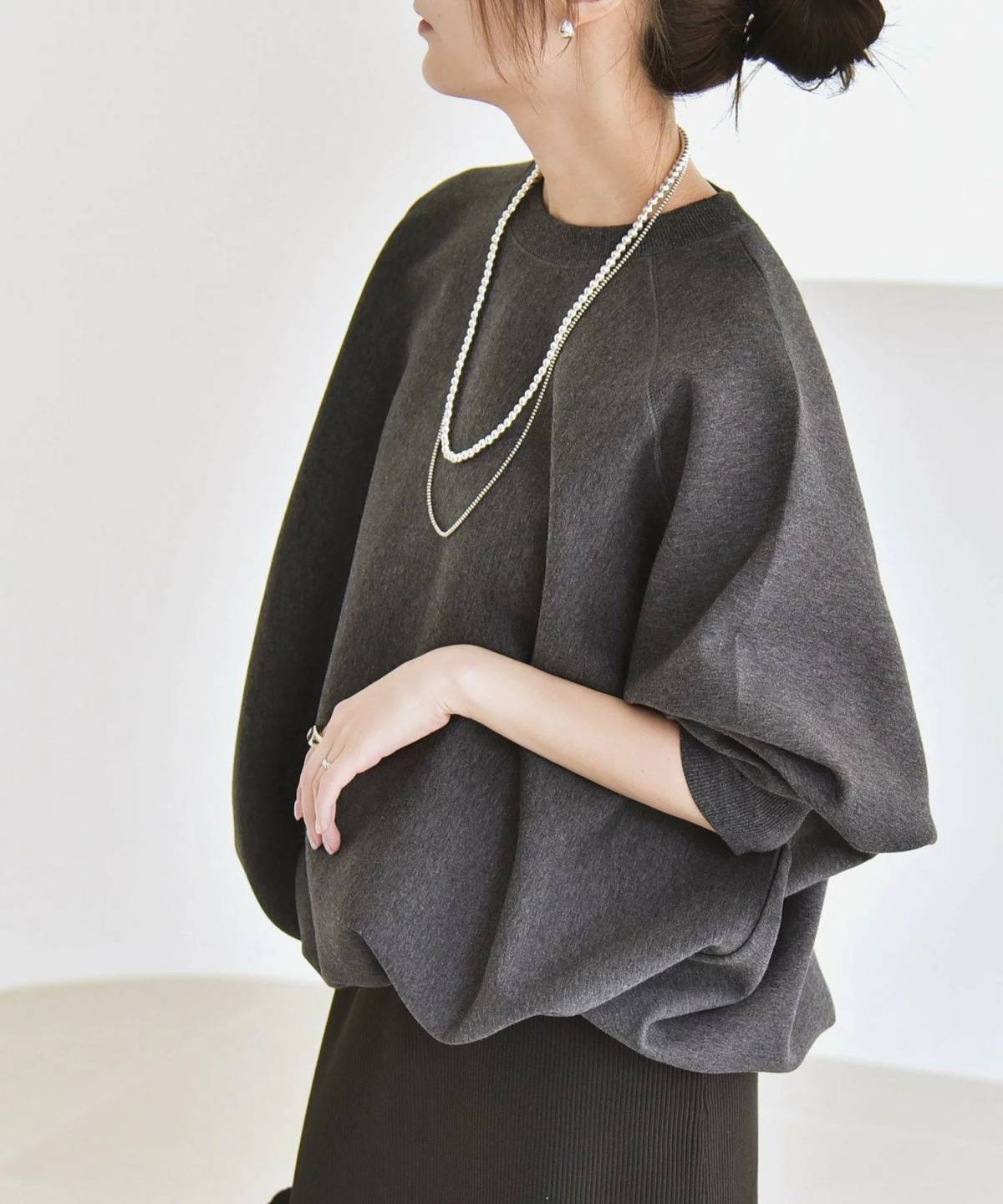 quaranciel:<洗濯機可能>ポンチ ドロスト ルーズ プルオーバー