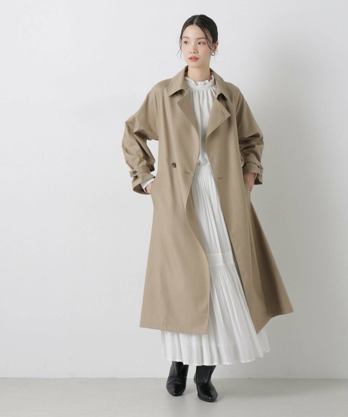 40代向けお花見コーデ トレンチコート ワンピース