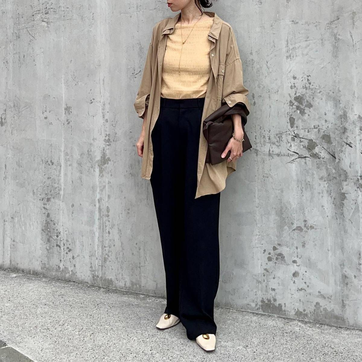 ロングシャツを羽織る♪