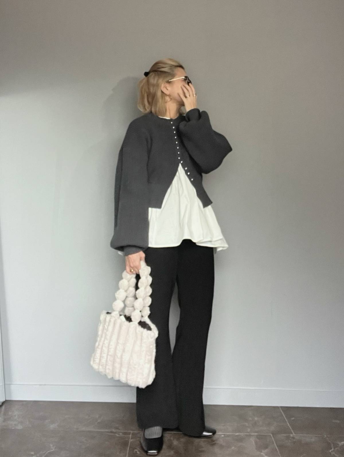 フレアトップス×カーディガン