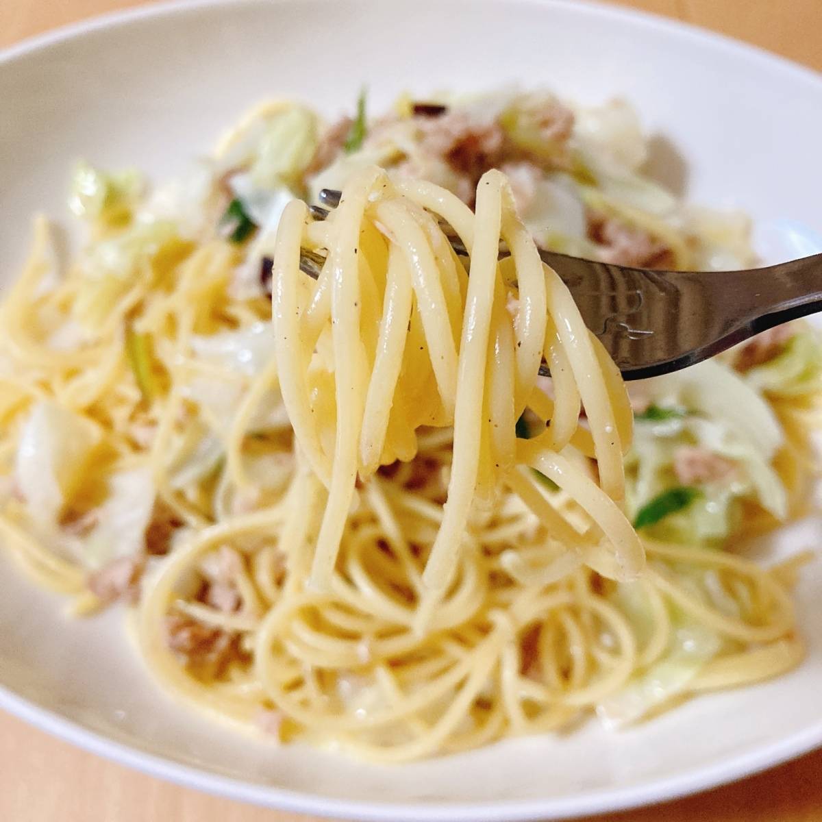 マ・マー公式の「しらすとキャベツと長ねぎの旨辛ぺペロンチーノ」のレシピ