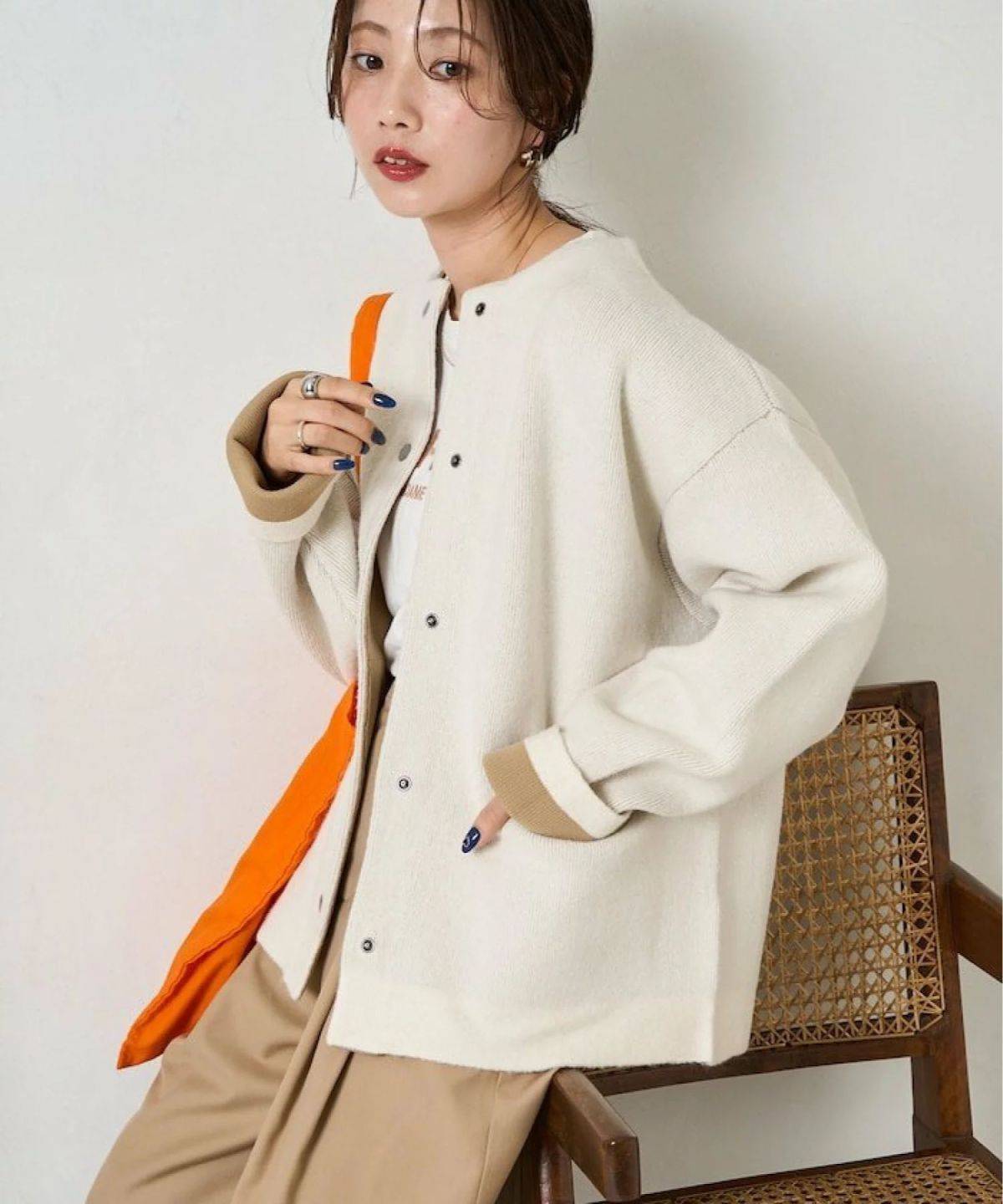 FREAK'S STORE 裏配色 スナップ ニット カーディガン【限定展開】 25AW