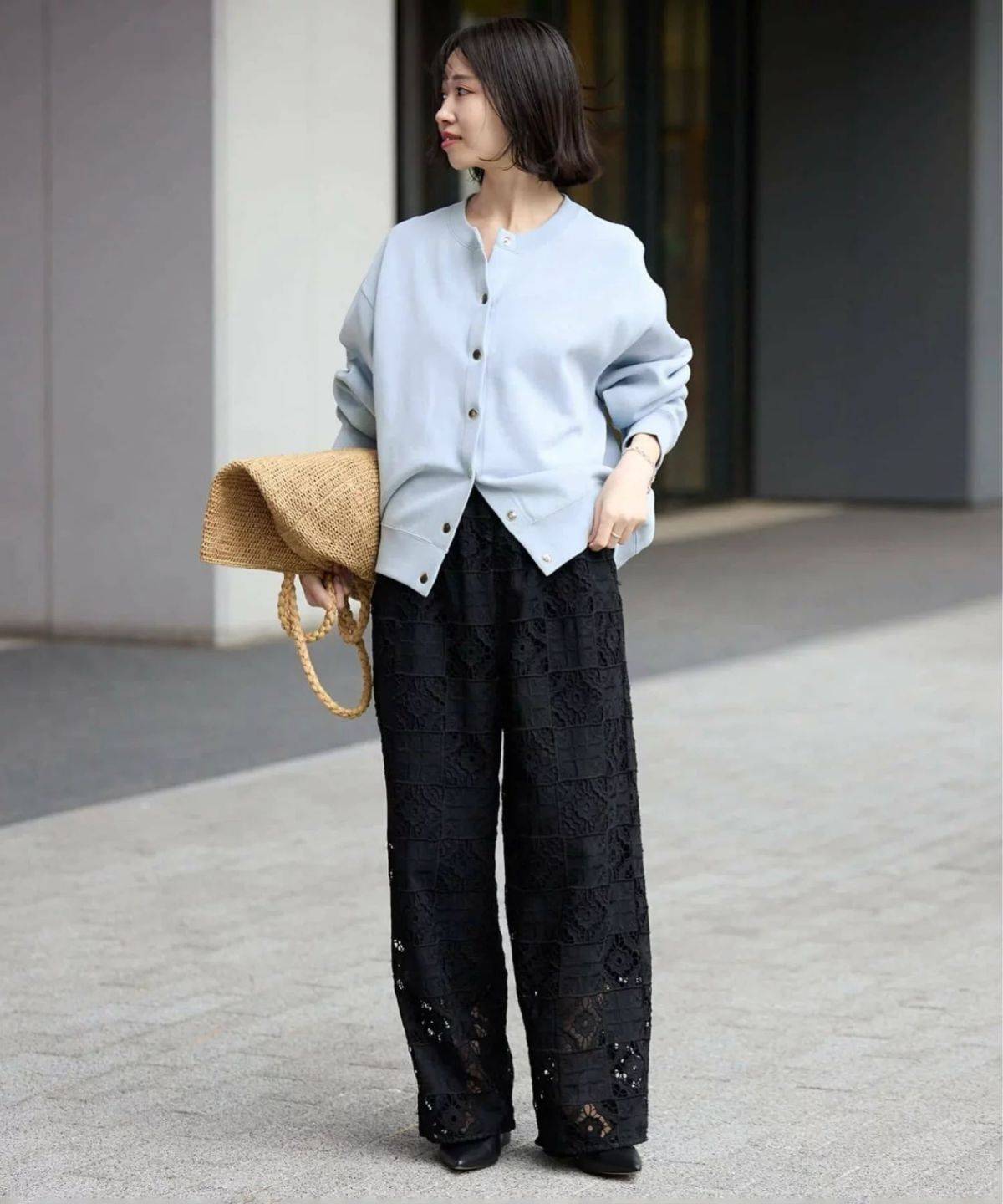 SLOBE IENA ダブルフェイスジャージースナップカーディガン