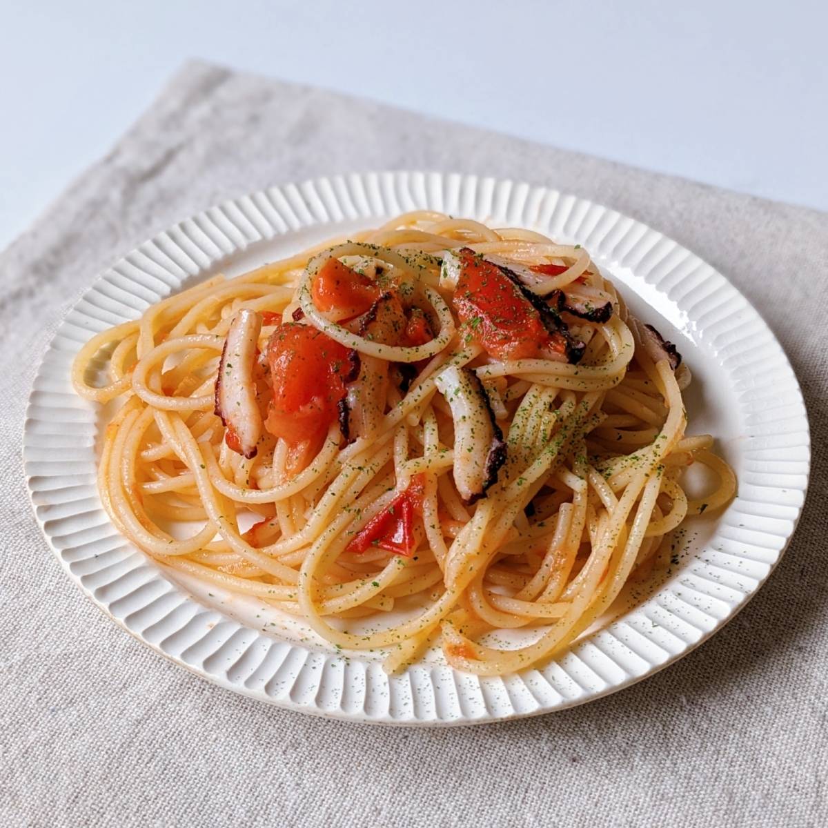 マ・マー公式の「たことドライトマトのスパゲティ」のレシピ