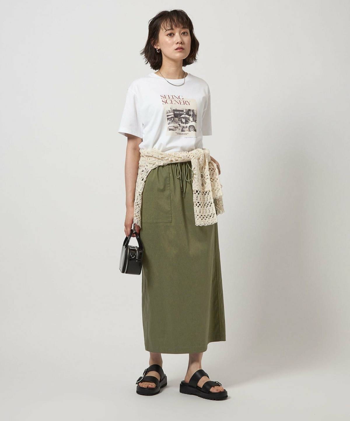 5月の大阪コーデ プリントTシャツ タイトスカート