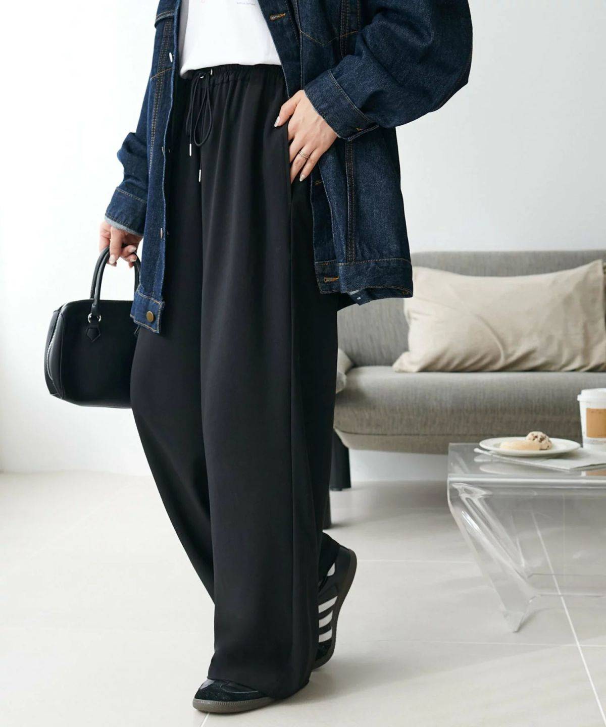 Discoat 《21色展開/7サイズ展開》-3kg見え!とろみイージーパンツ【ユニセックス】