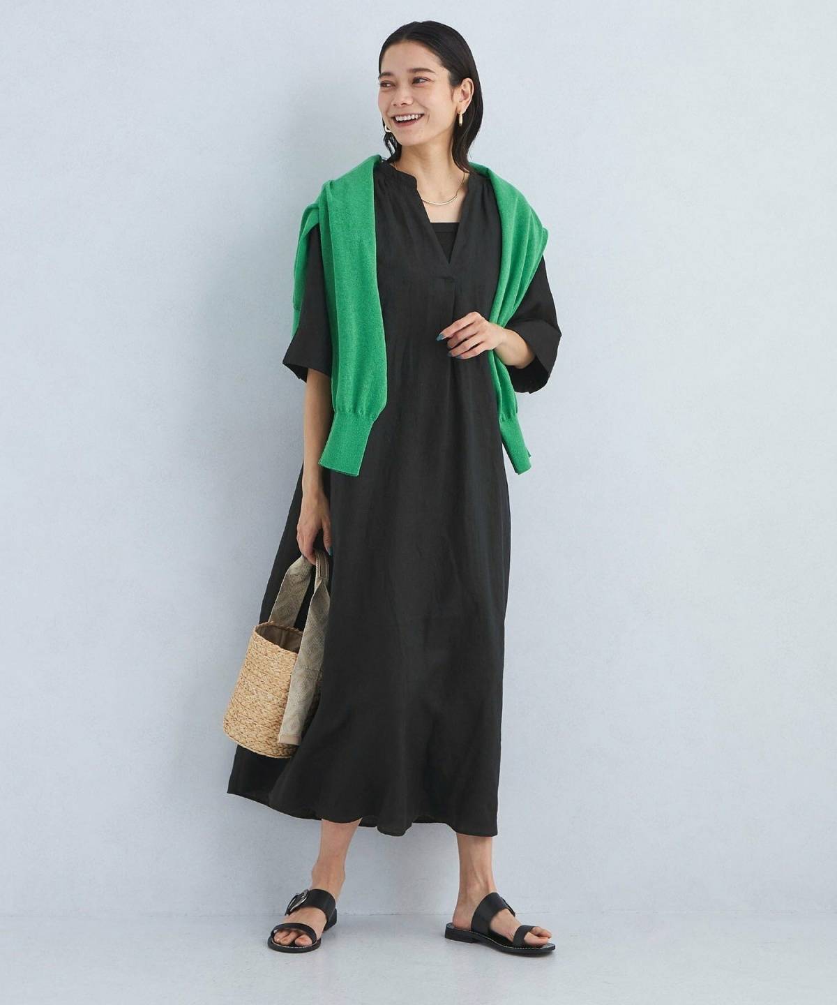 4月の沖縄コーデ リネンワンピース