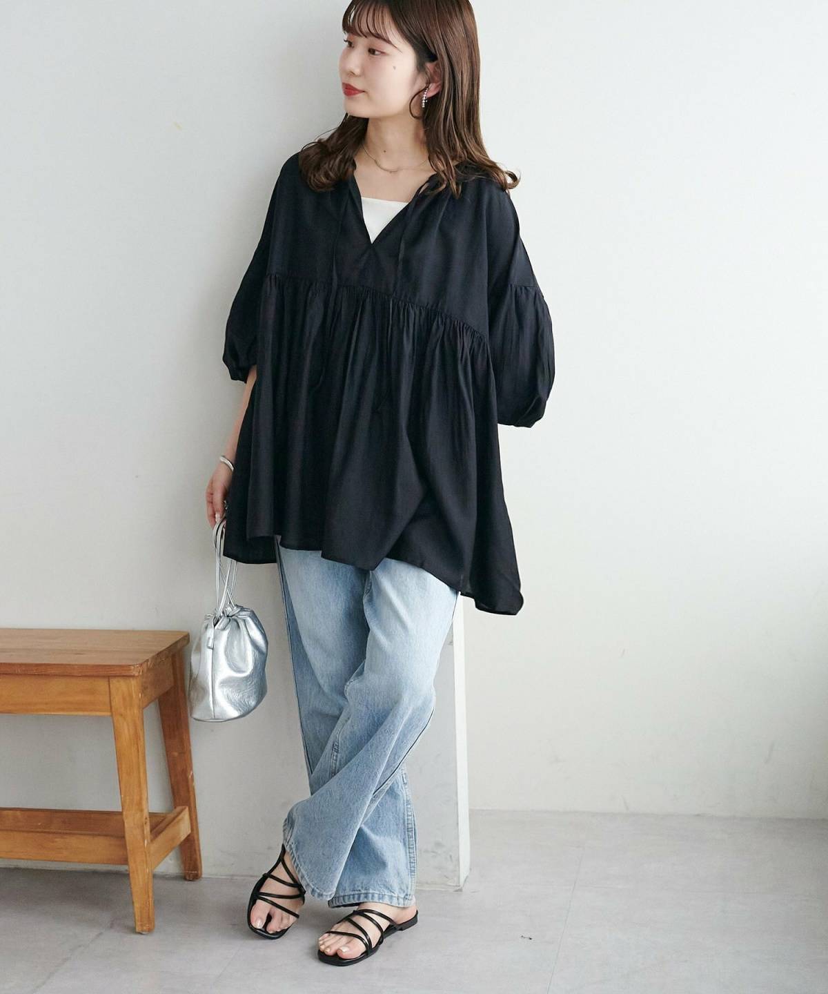 5月の沖縄コーデ ゆるブラウス デニム