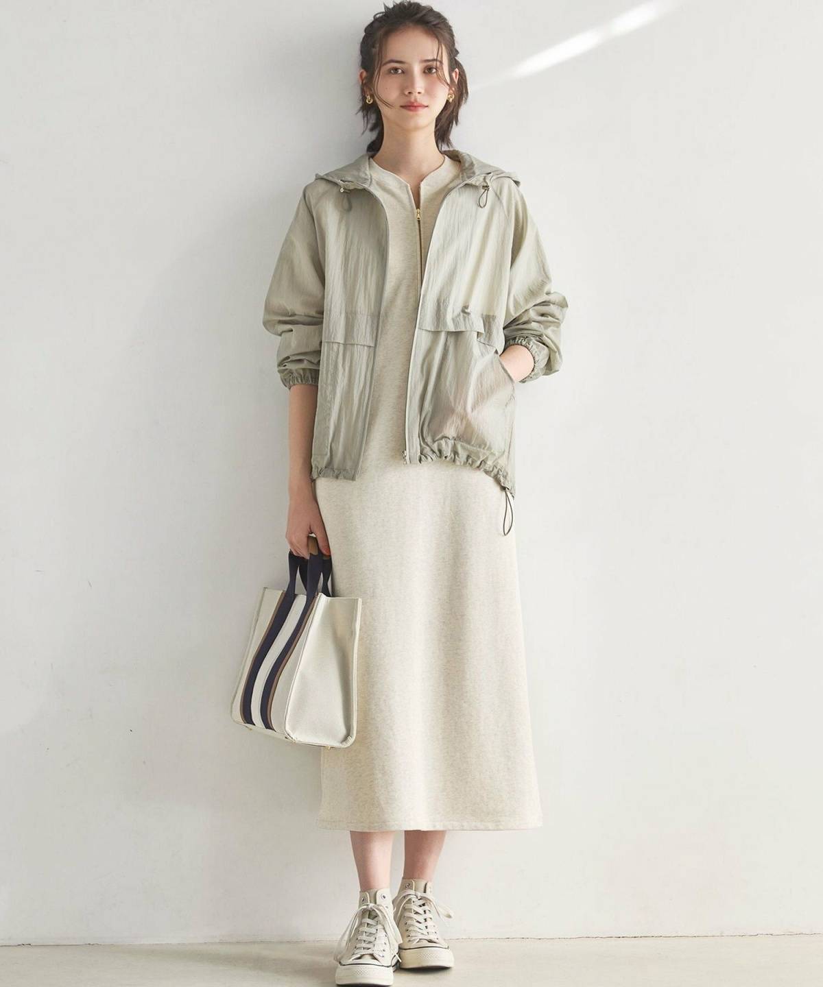 5月の京都コーデ ナイロンジャケット ワンピース