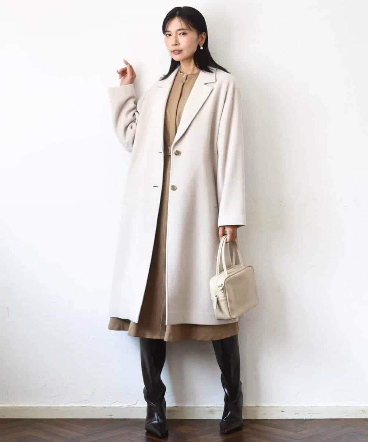 4月北海道コーデ チェスターコート ワンピース