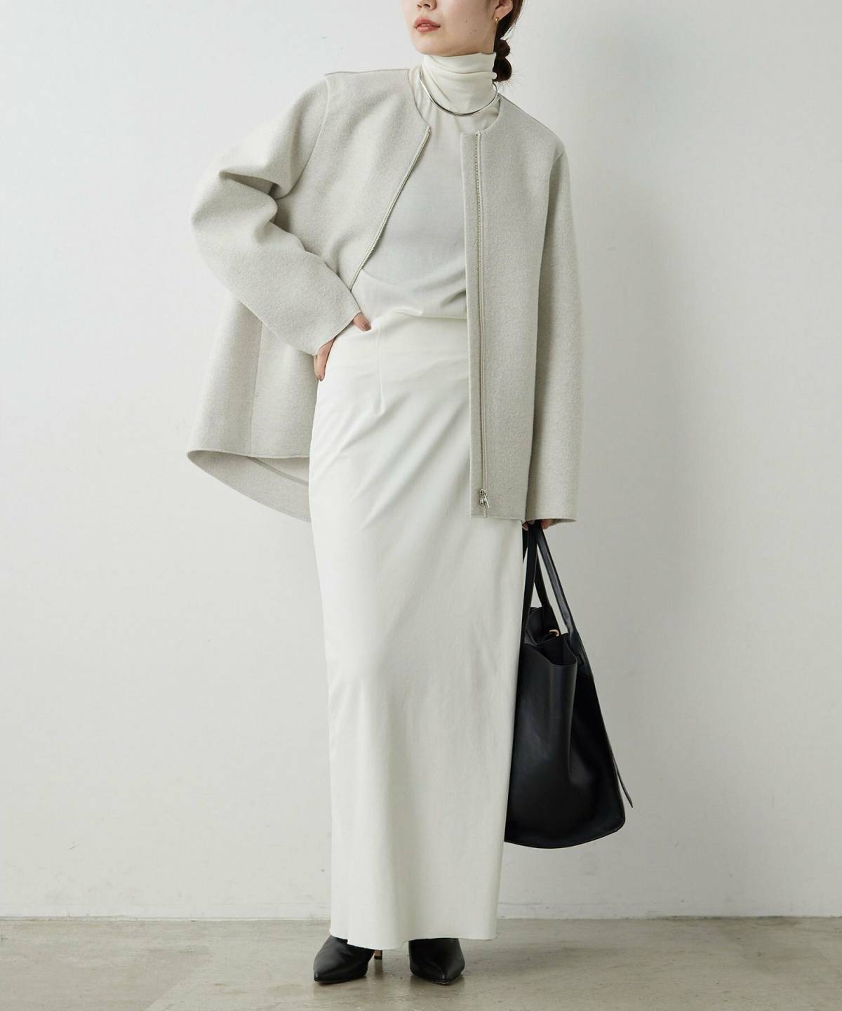 4月の北海道コーデ ロングタイトスカート コート