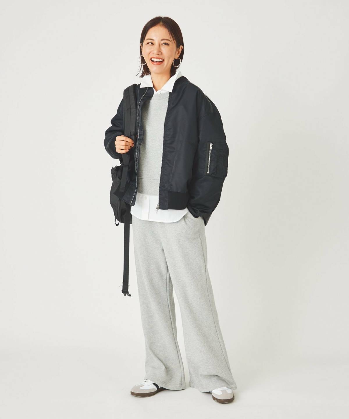 4月の北海道コーデ MA-1 スウェットパンツ