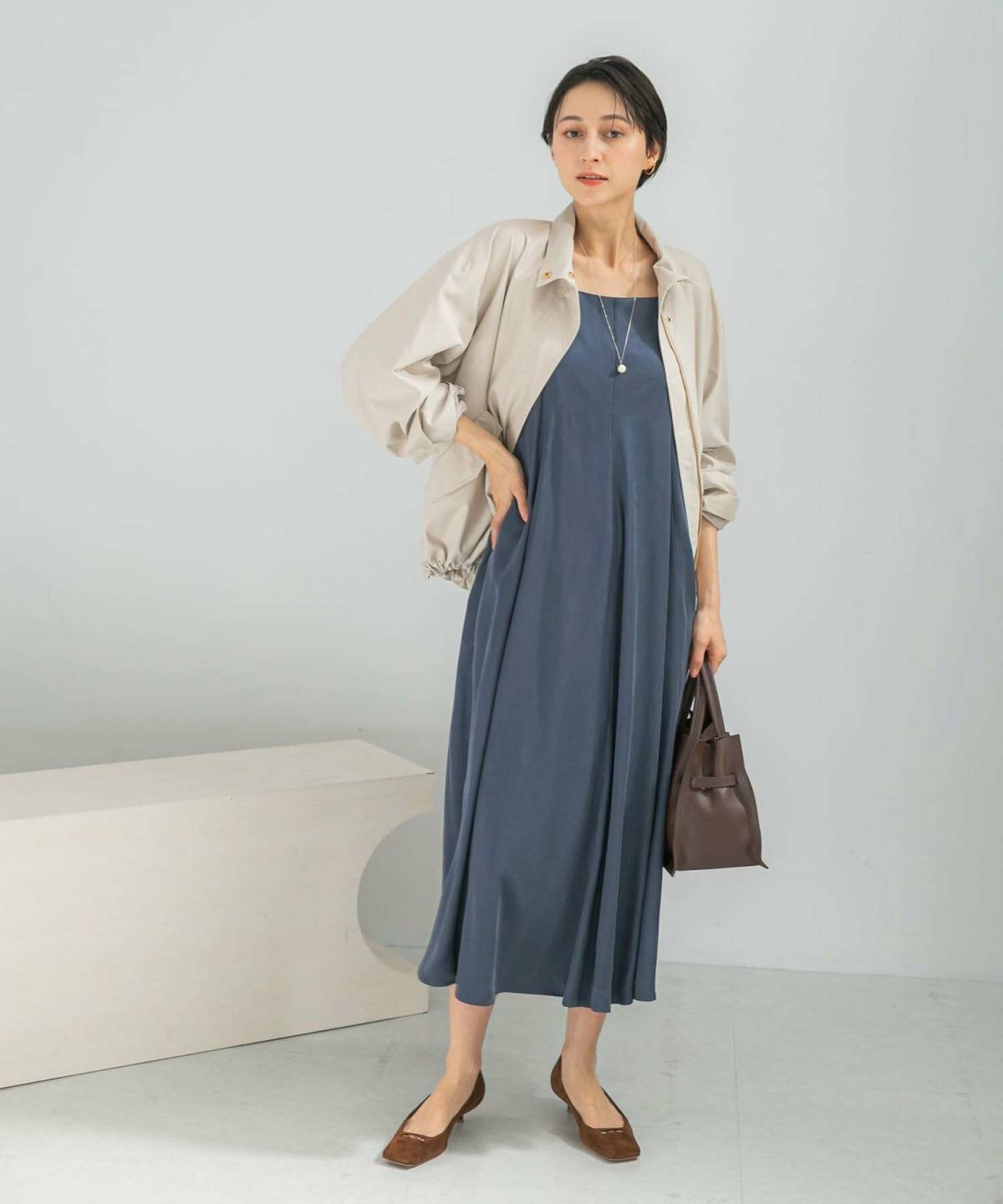 6月の京都コーデ キャミワンピース ブルゾン