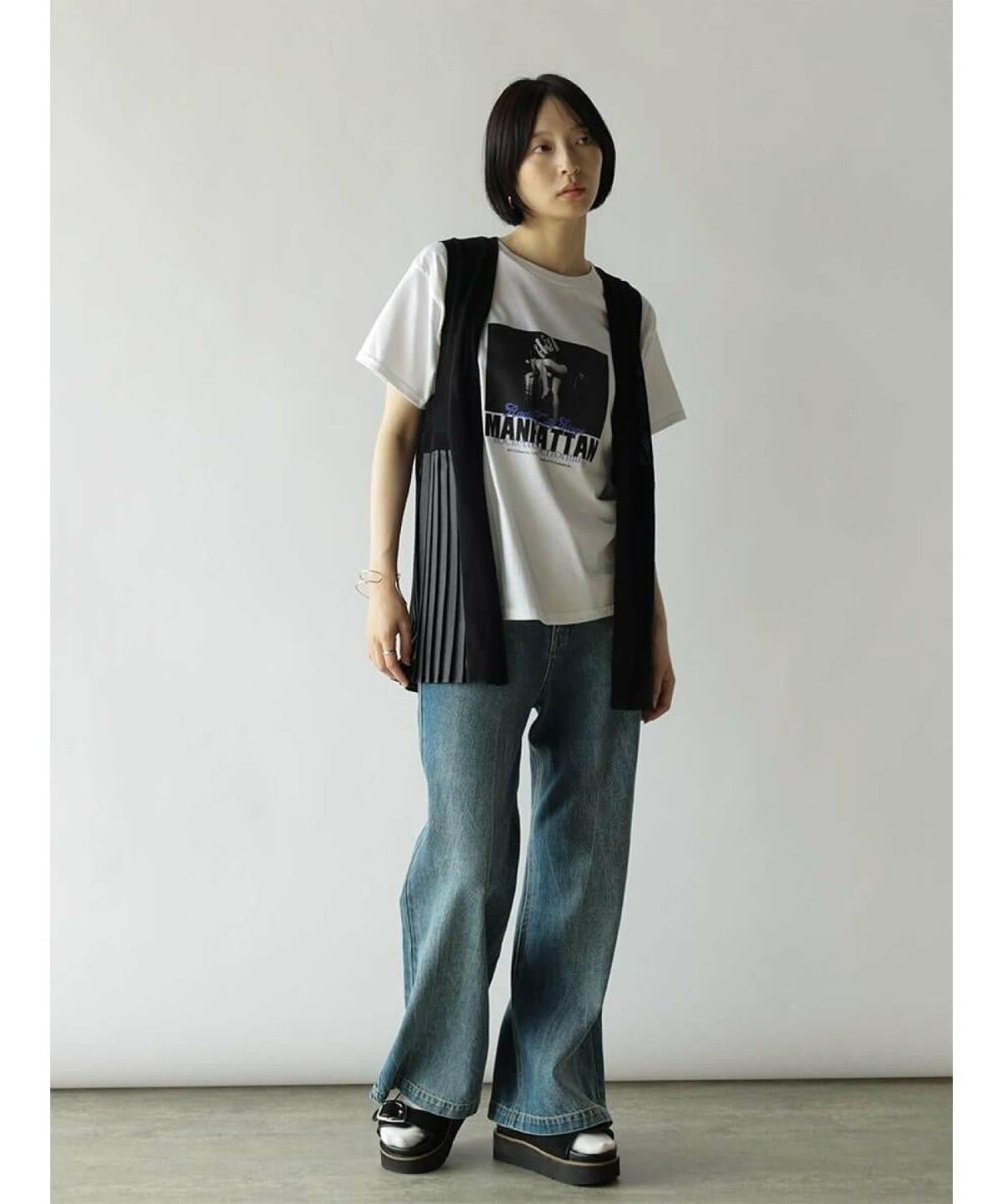 6月の京都コーデ デニム ベスト