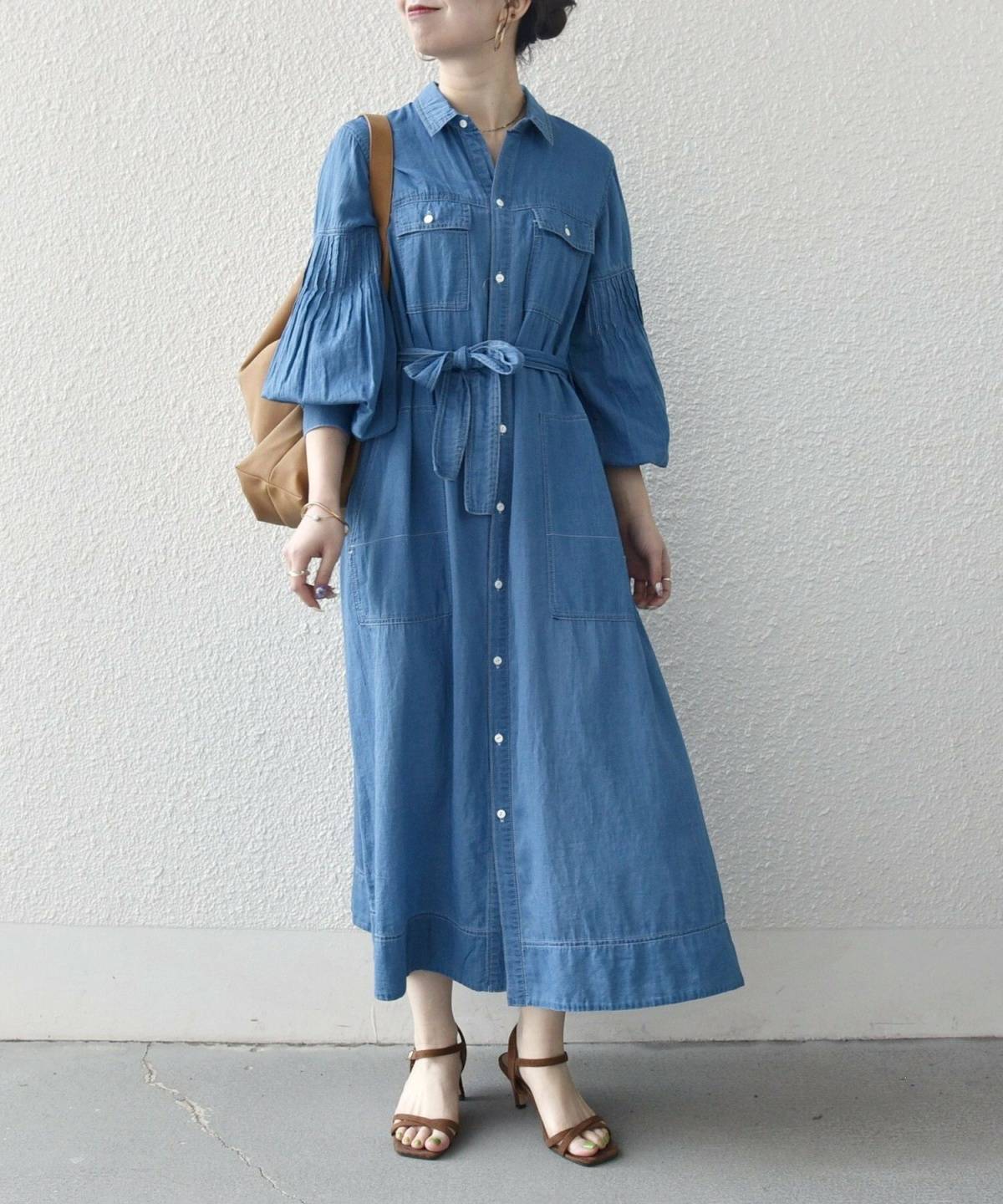 6月の京都コーデ デニムワンピース サンダル