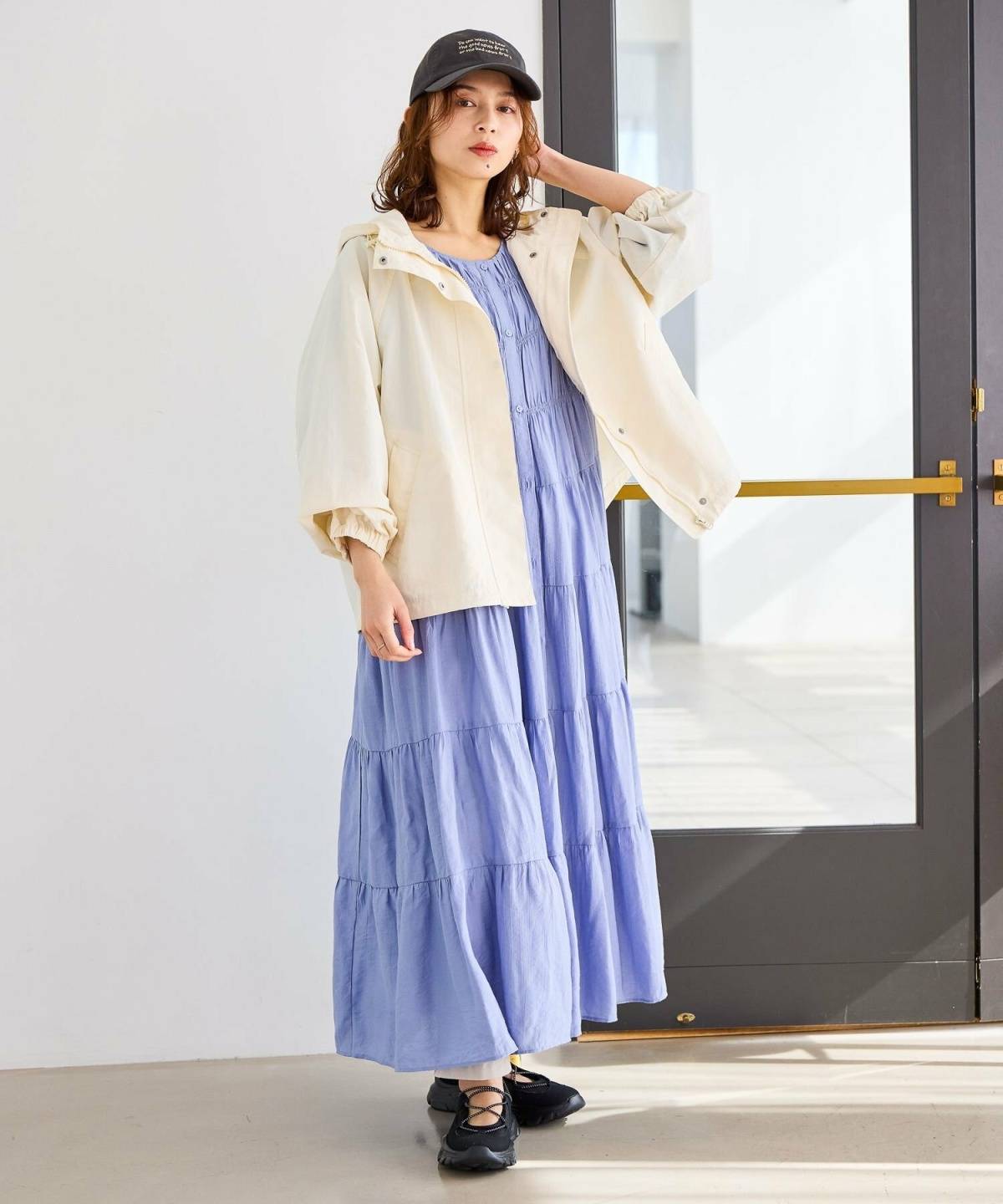 6月北海道コーデ ティアードワンピース