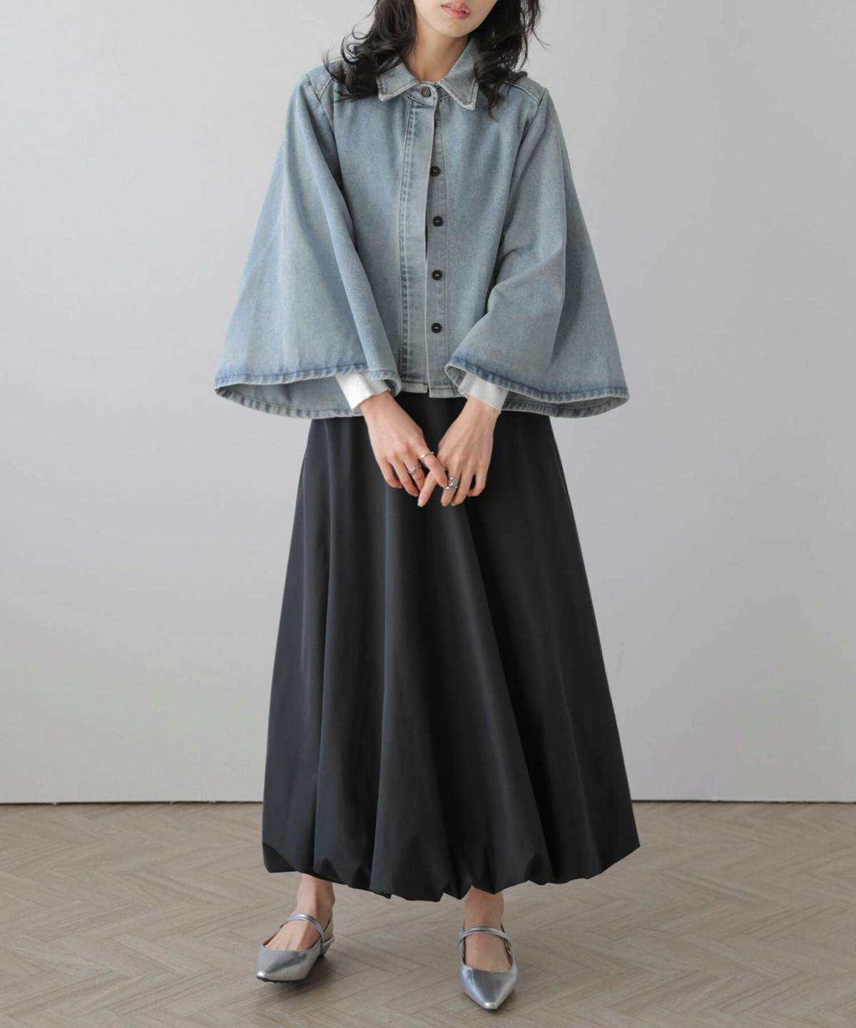 6月北海道コーデ デニムジャケット スカート