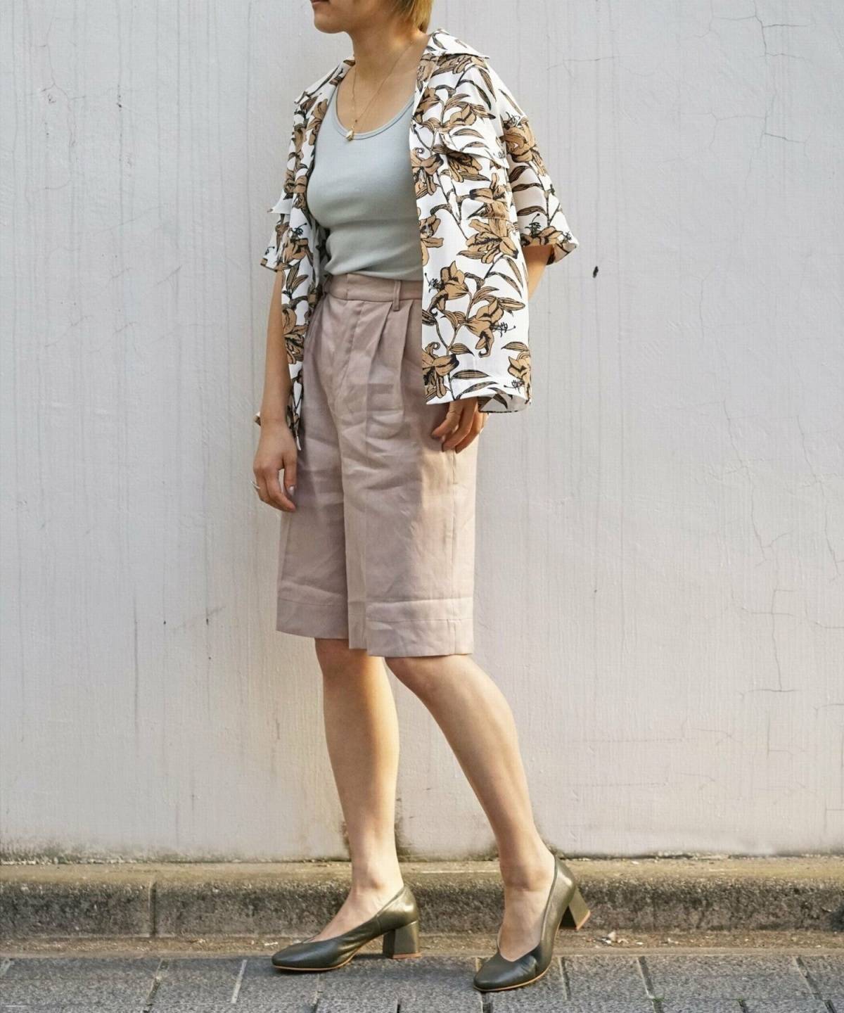 アロハシャツコーデ レディース ハーフパンツ