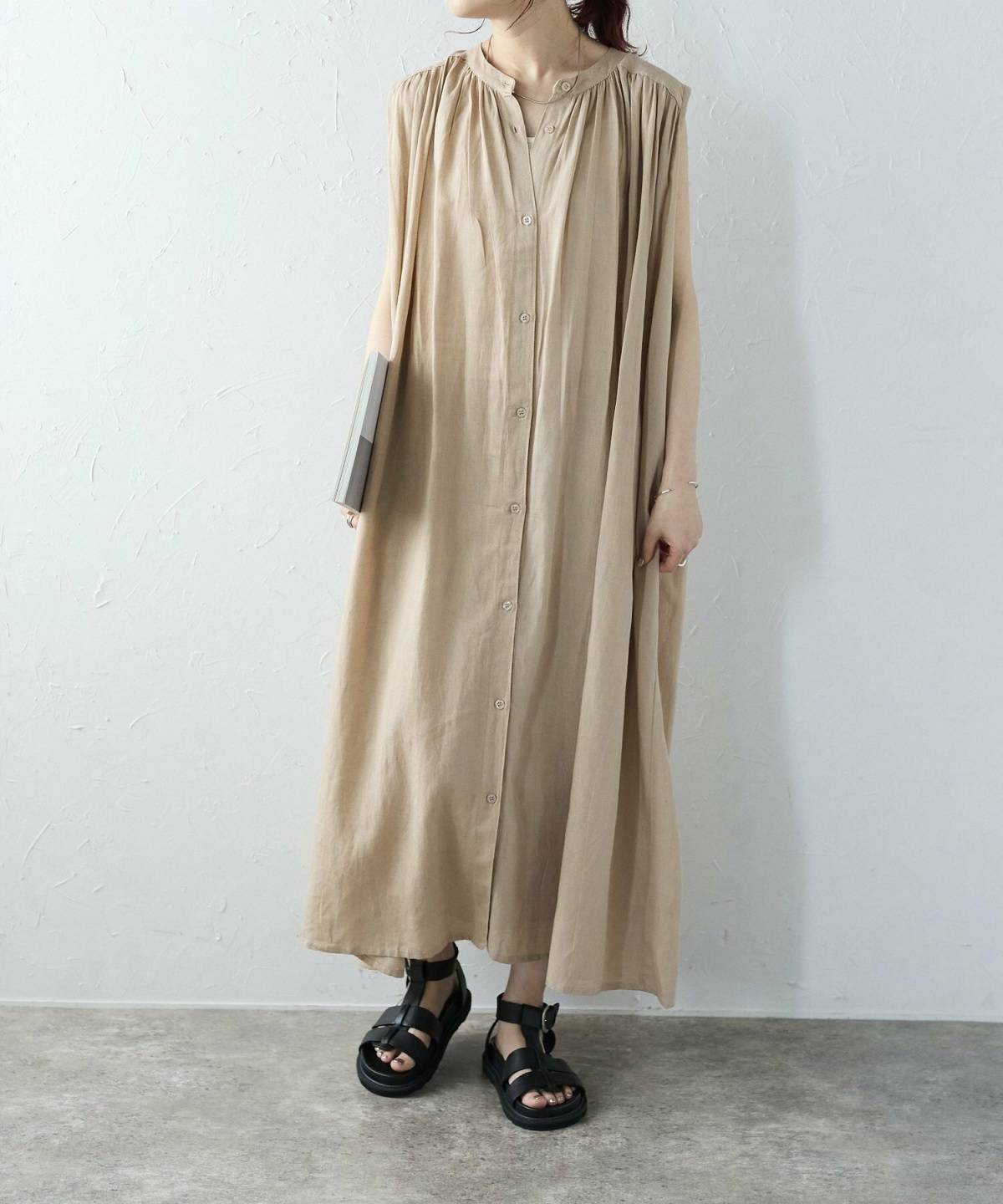 9月の沖縄の服装 ギャザーワンピースコーデ