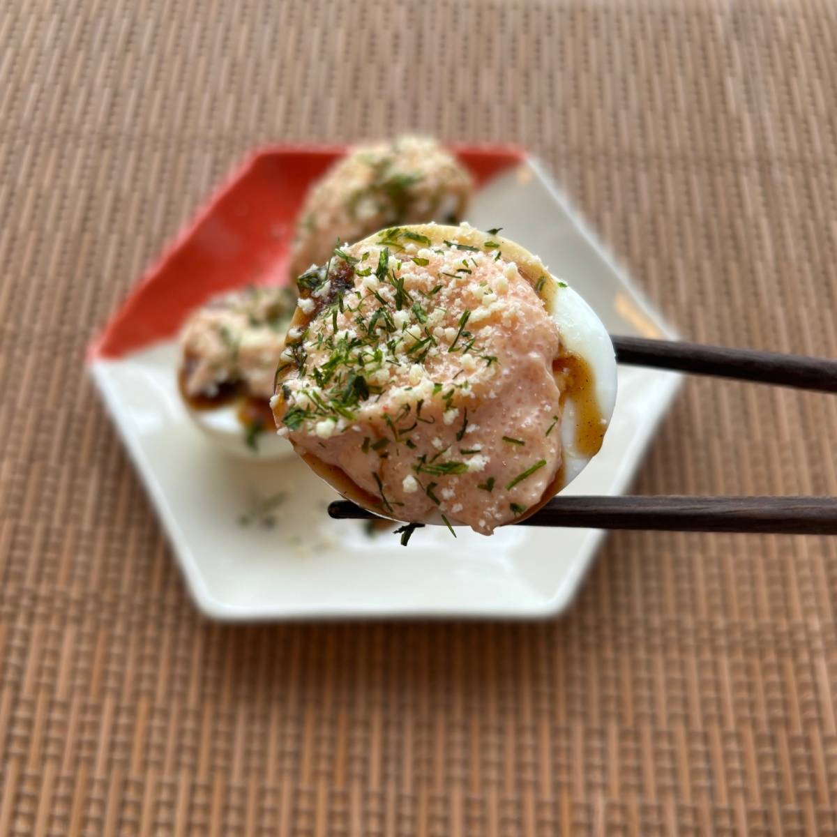 JA全農公式の「たこ焼き風ゆでたまご」のレシピ