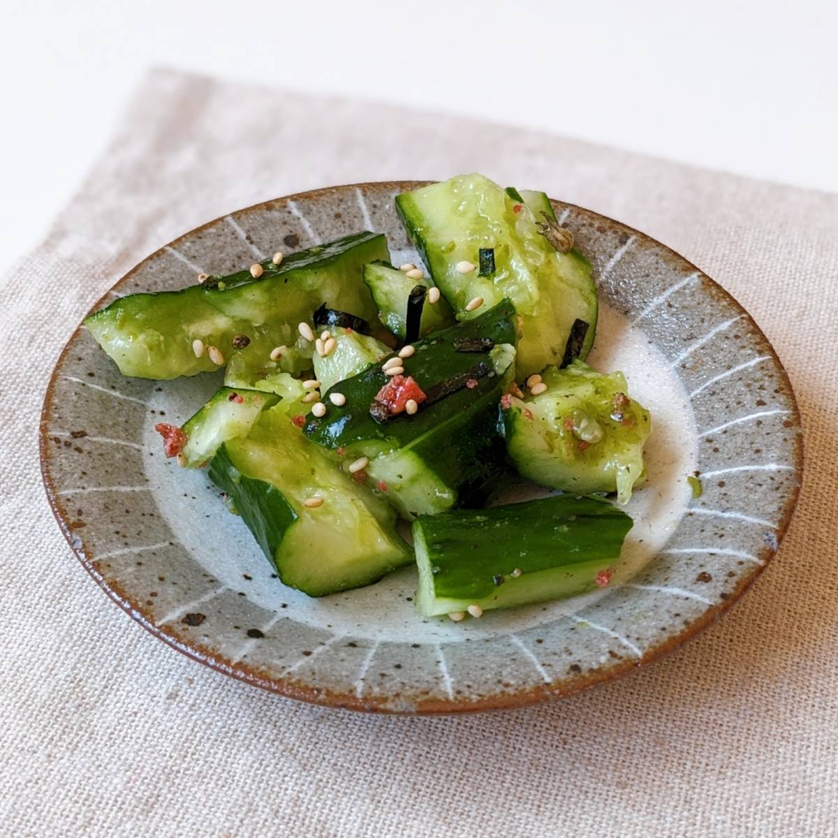 永谷園公式の「梅干茶づけできゅうりのたたき」のレシピ