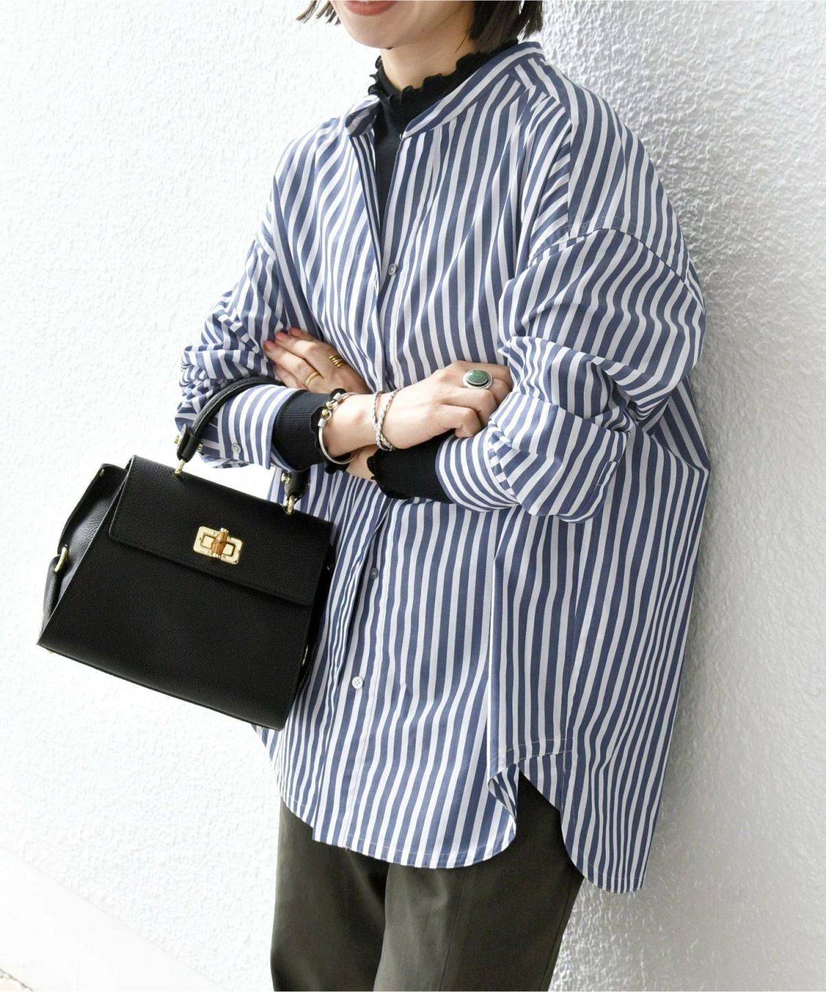 SHIPS any <洗濯機可能>REPREVE バンド カラー シャツ