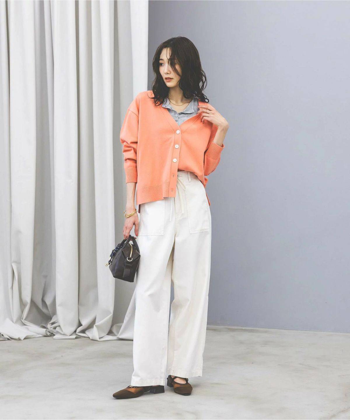 GLOBAL WORK ドライタッチVネックカーディガン長袖